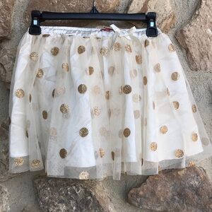 Girls Elegant Gold Polka Dot Skirt